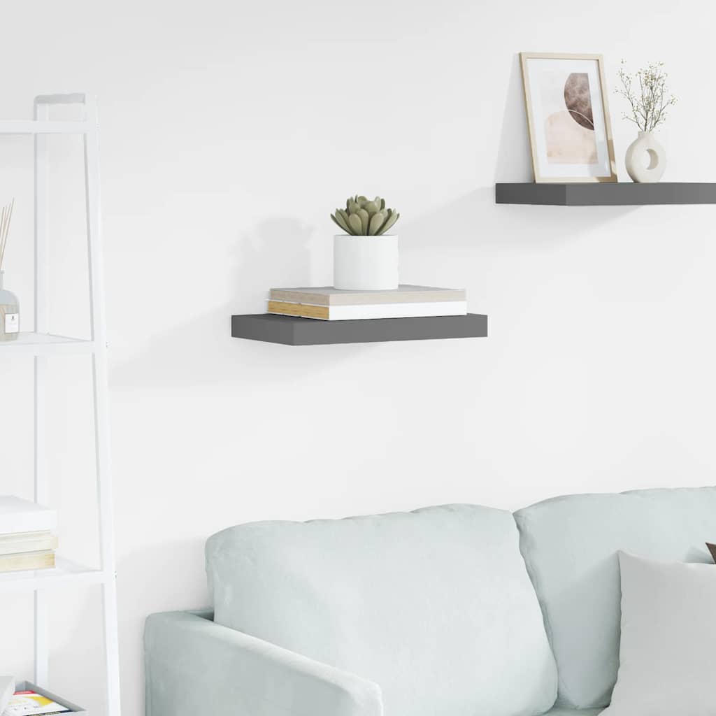 Plutajuća zidna polica visoki sjaj siva 40 x 23 x 3,8 cm MDF