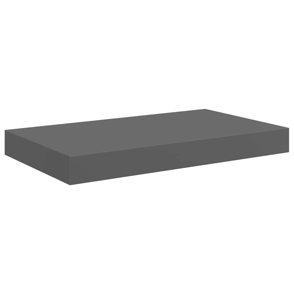 Plutajuće zidne police 2 kom sjajne sive 40 x 23 x 3,8 cm MDF