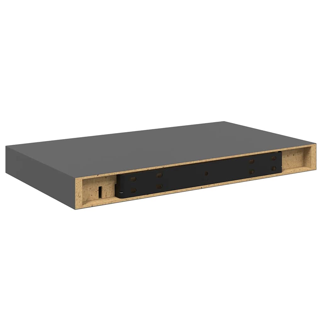Plutajuće zidne police 2 kom sjajne sive 40 x 23 x 3,8 cm MDF