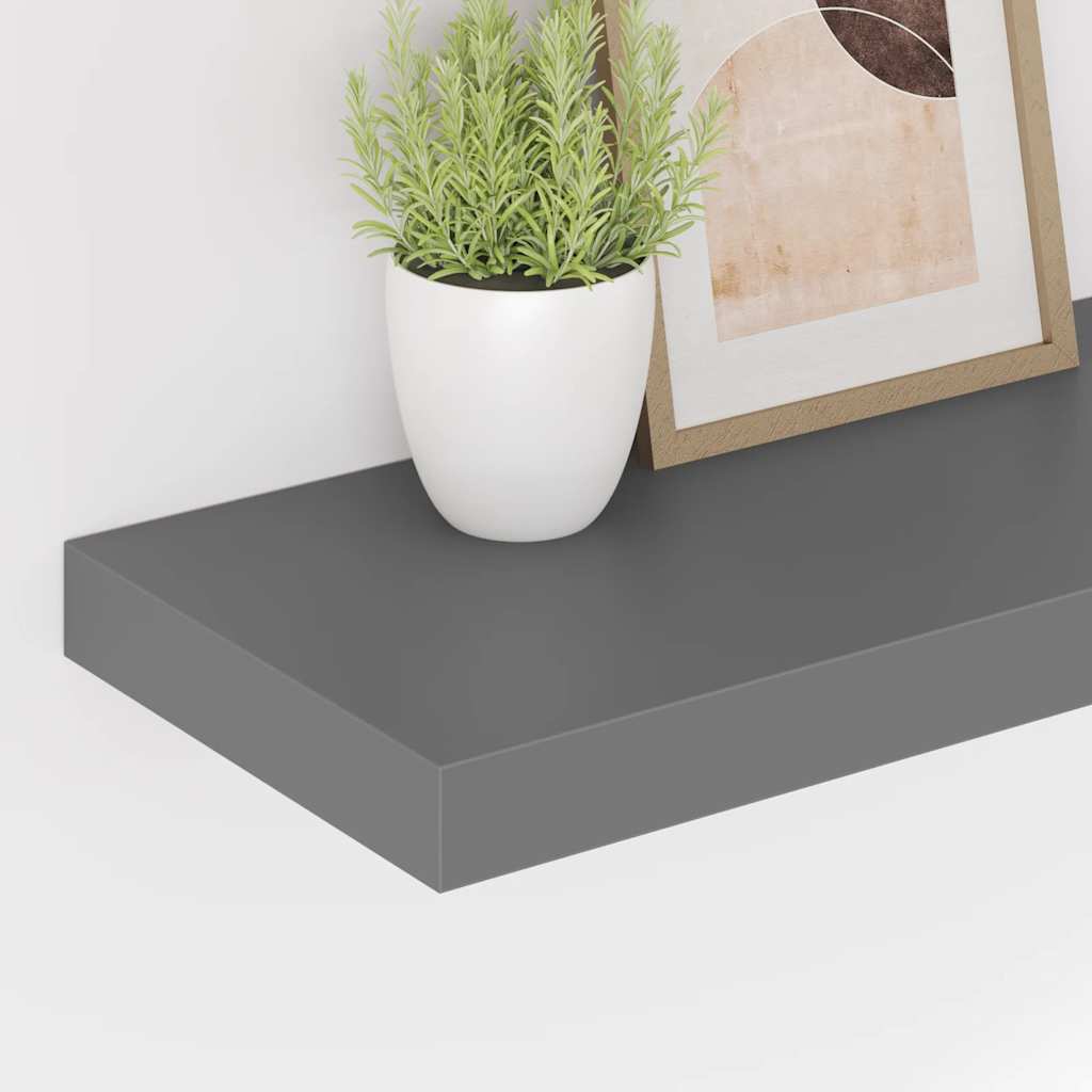 Plutajuća zidna polica visoki sjaj siva 50 x 23 x 3,8 cm MDF