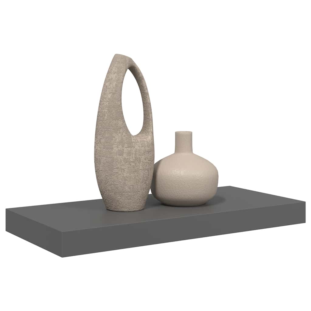 Plutajuća zidna polica visoki sjaj siva 50 x 23 x 3,8 cm MDF