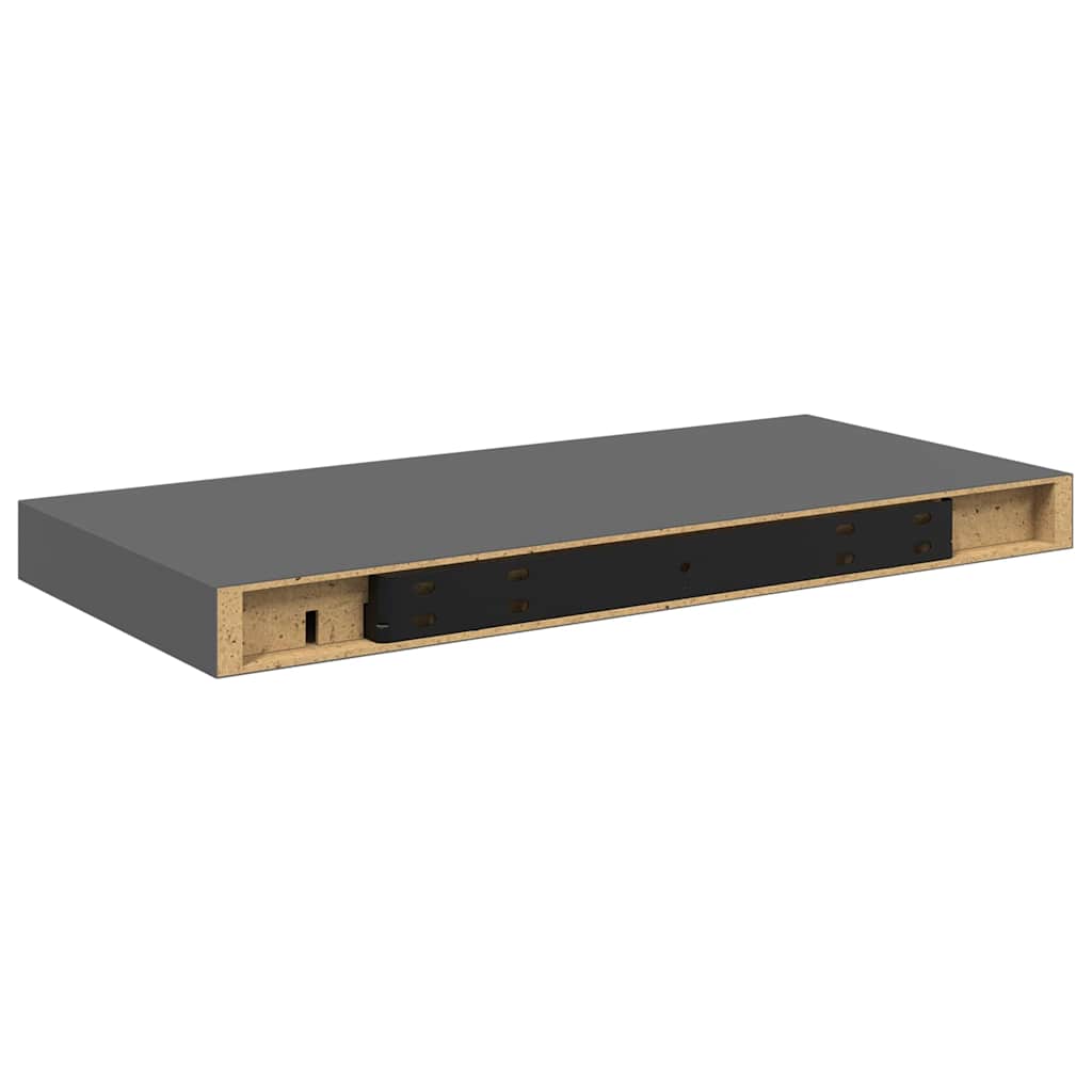 Plutajuća zidna polica visoki sjaj siva 50 x 23 x 3,8 cm MDF