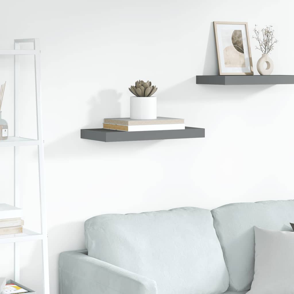 Plutajuća zidna polica visoki sjaj siva 50 x 23 x 3,8 cm MDF