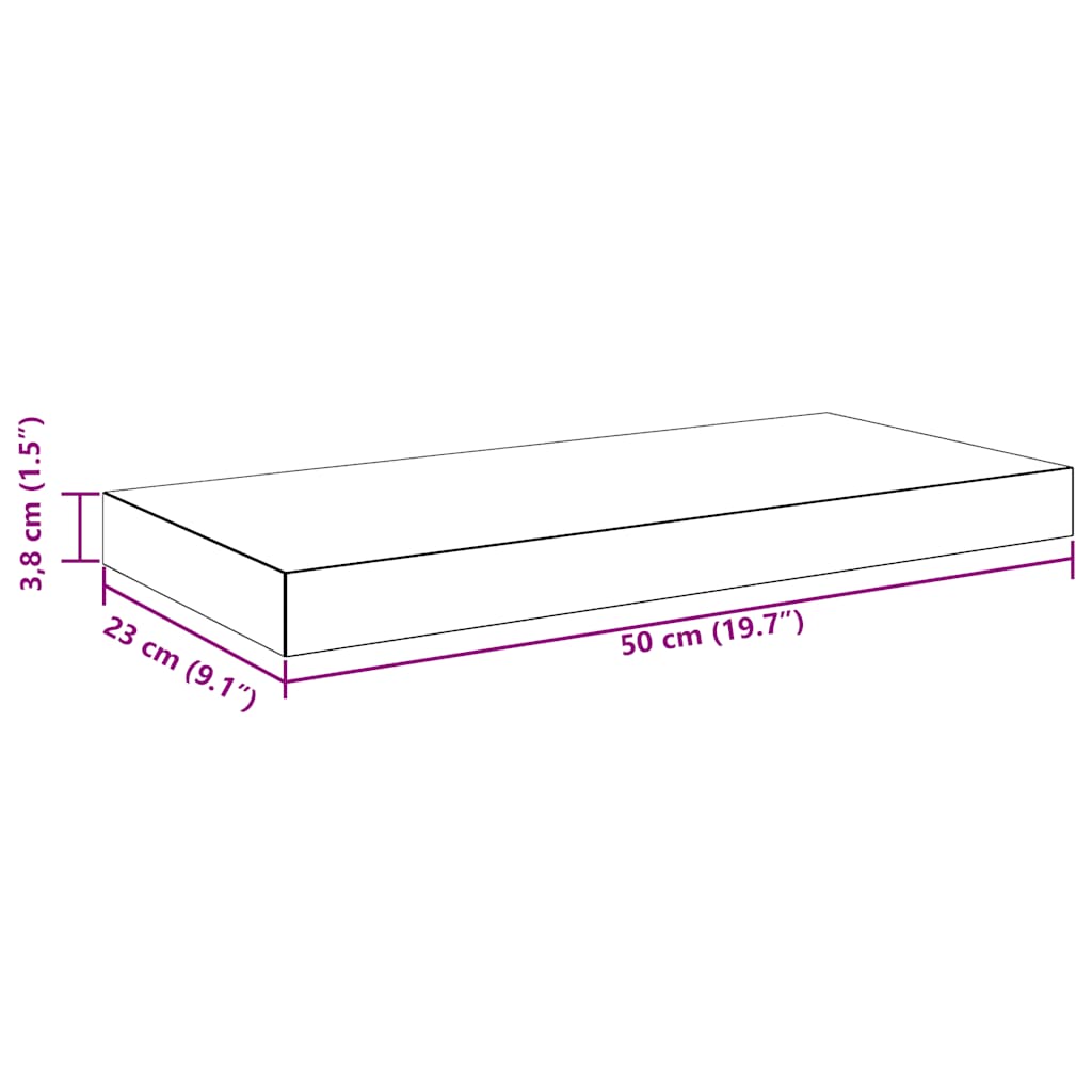 Plutajuće zidne police 4 kom sjajne sive 50 x 23 x 3,8 cm MDF