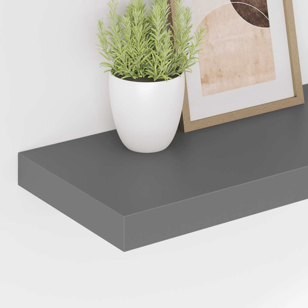 Plutajuća zidna polica visoki sjaj siva 60 x 23,5 x 3,8 cm MDF