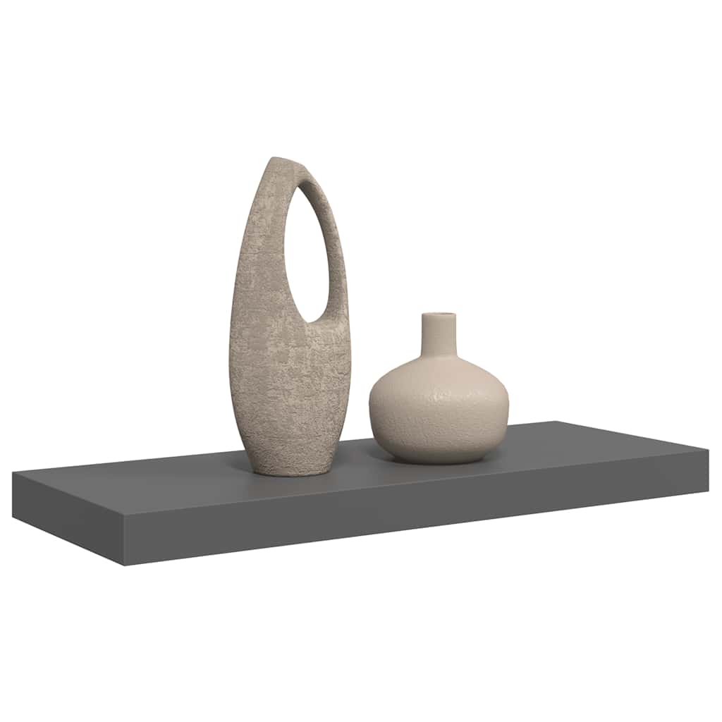 Plutajuća zidna polica visoki sjaj siva 60 x 23,5 x 3,8 cm MDF
