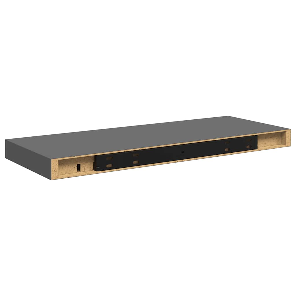 Plutajuća zidna polica visoki sjaj siva 60 x 23,5 x 3,8 cm MDF