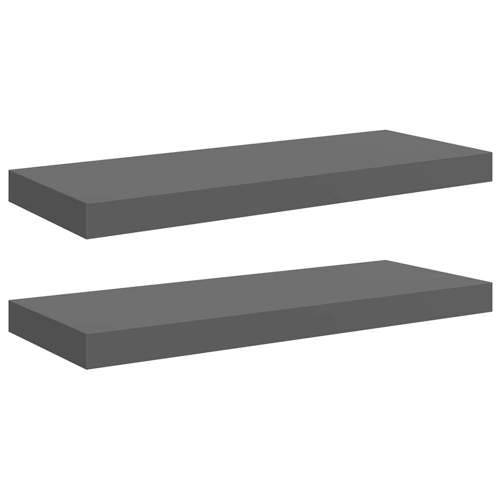 Plutajuće zidne police 2 kom sjajne sive 60 x 23,5 x 3,8 cm MDF