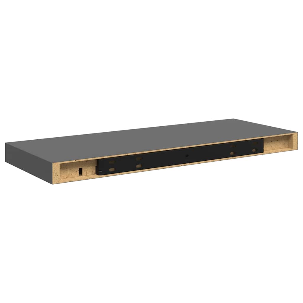 Plutajuće zidne police 2 kom sjajne sive 60 x 23,5 x 3,8 cm MDF
