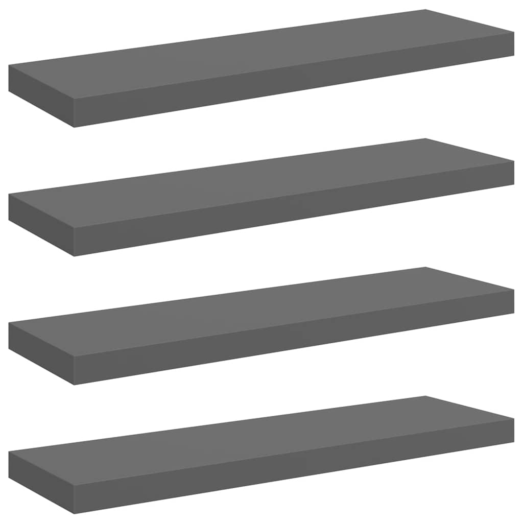 Plutajuće zidne police 4 kom sjajne sive 80 x 23,5 x 3,8 cm MDF
