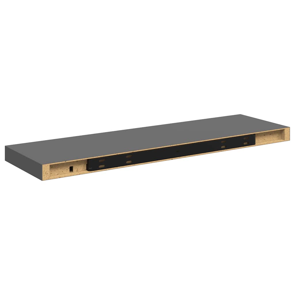 Plutajuće zidne police 4 kom sjajne sive 80 x 23,5 x 3,8 cm MDF