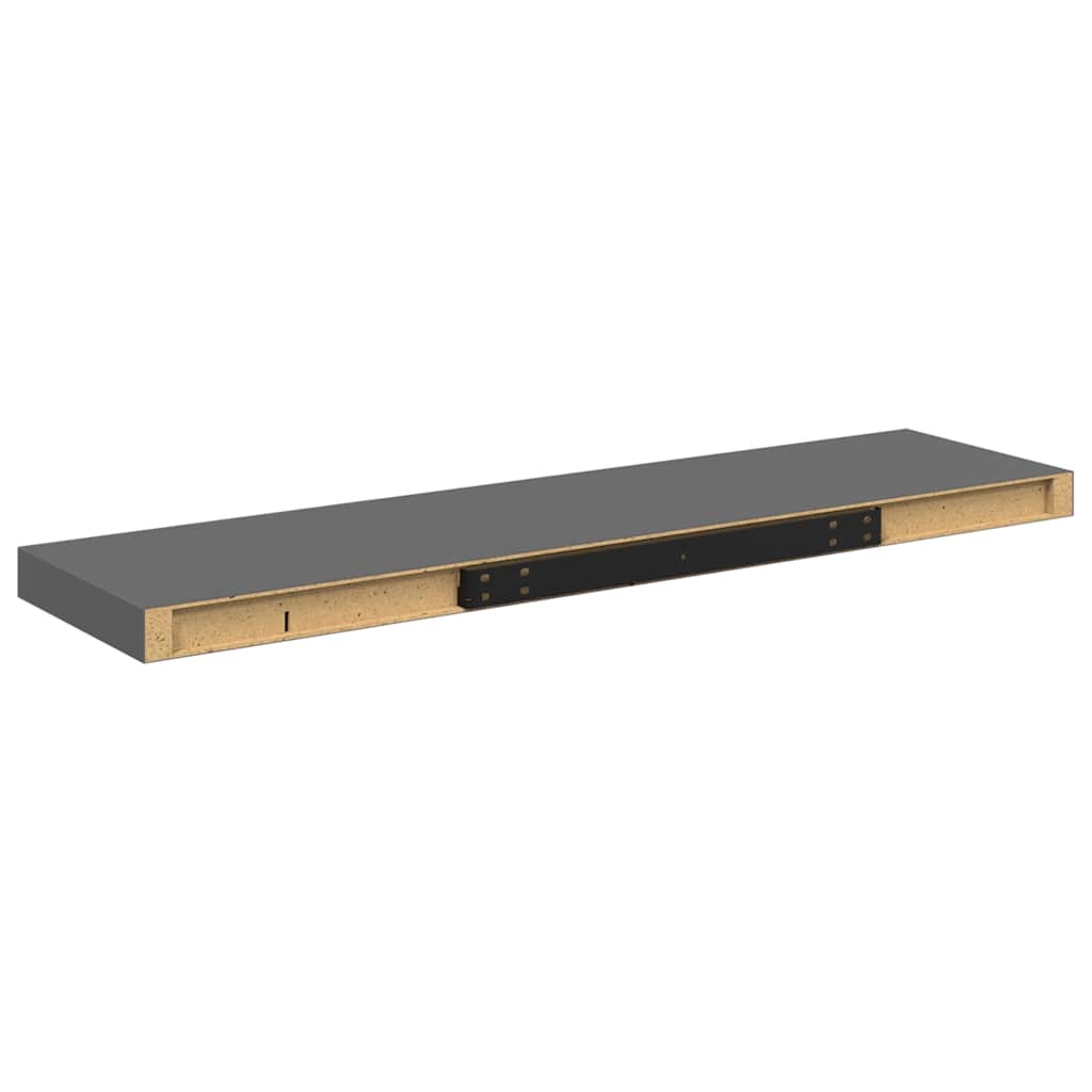 Plutajuća zidna polica visoki sjaj siva 90 x 23,5 x 3,8 cm MDF