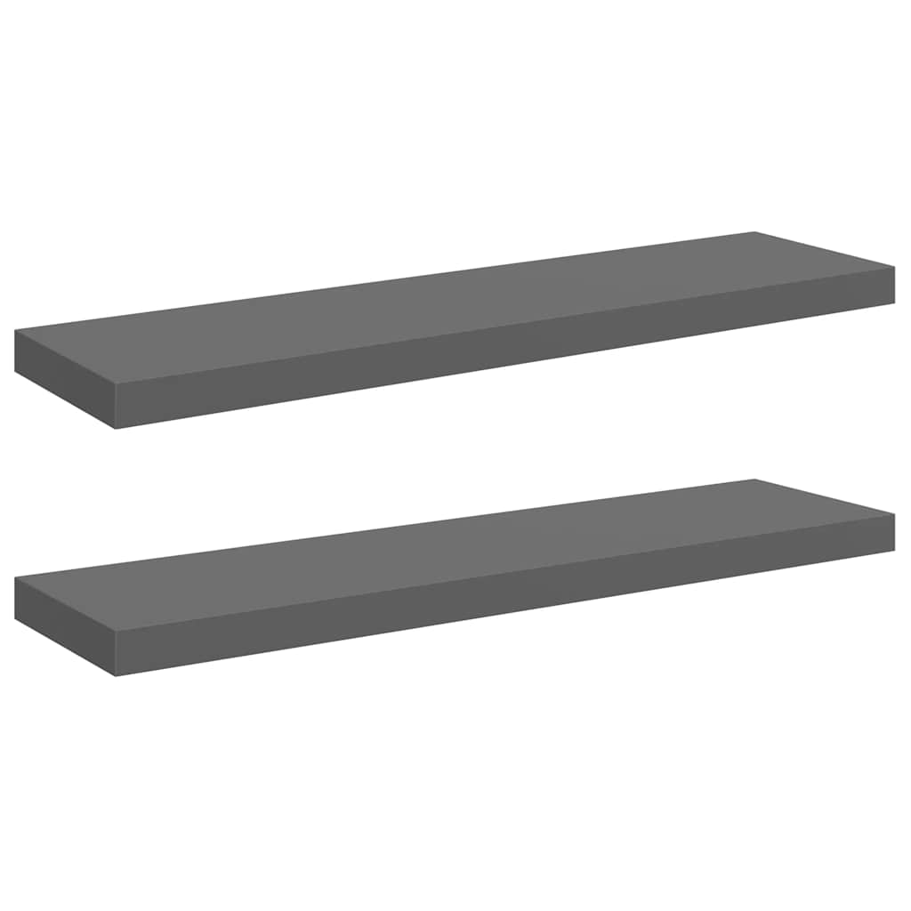 Plutajuće zidne police 2 kom sjajne sive 90 x 23,5 x 3,8 cm MDF