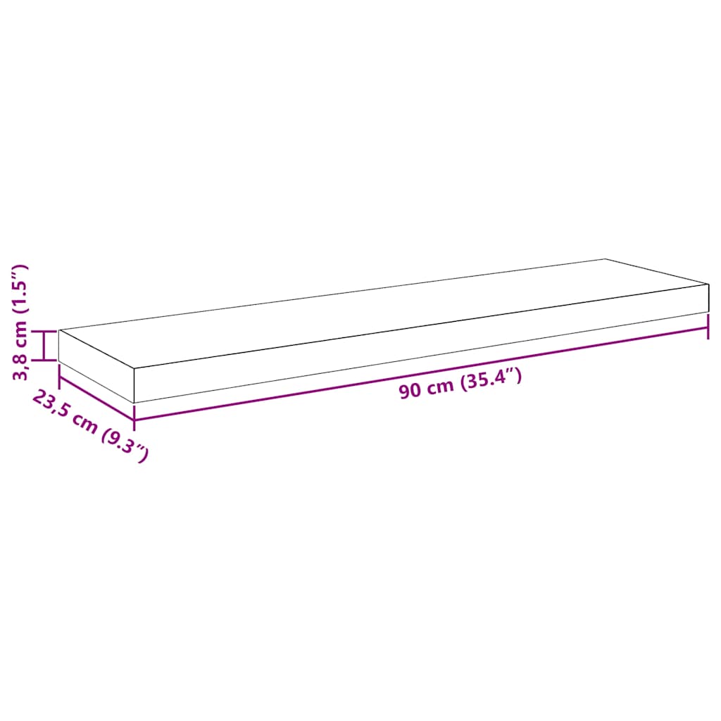 Plutajuće zidne police 2 kom sjajne sive 90 x 23,5 x 3,8 cm MDF