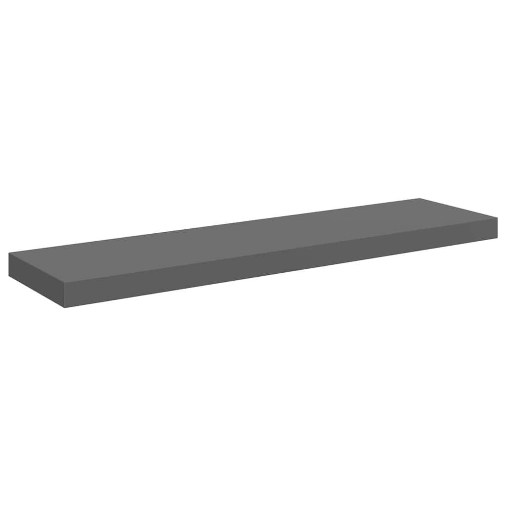 Plutajuće zidne police 2 kom sjajne sive 90 x 23,5 x 3,8 cm MDF