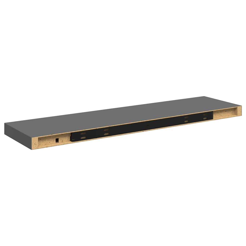 Plutajuće zidne police 2 kom sjajne sive 90 x 23,5 x 3,8 cm MDF
