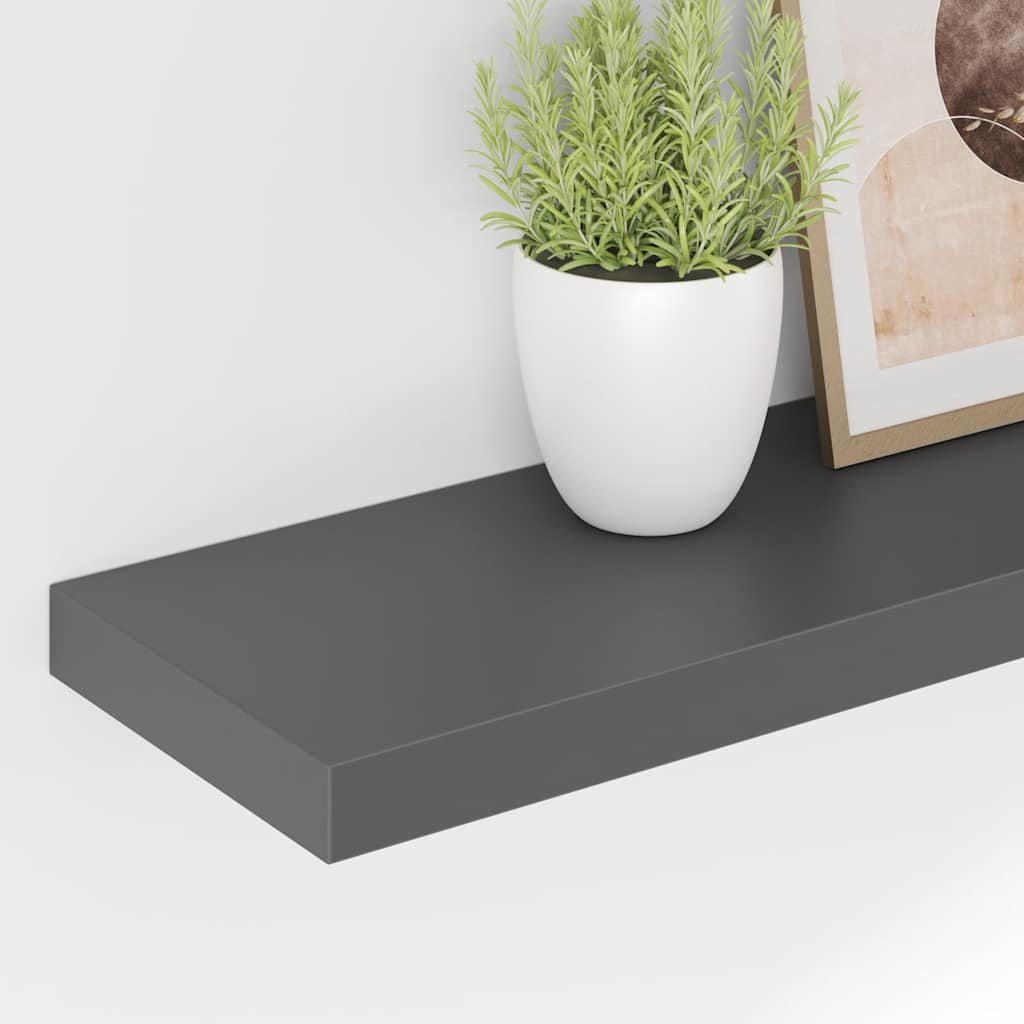 Plutajuća zidna polica visoki sjaj siva 120 x 23,5 x 3,8 cm MDF
