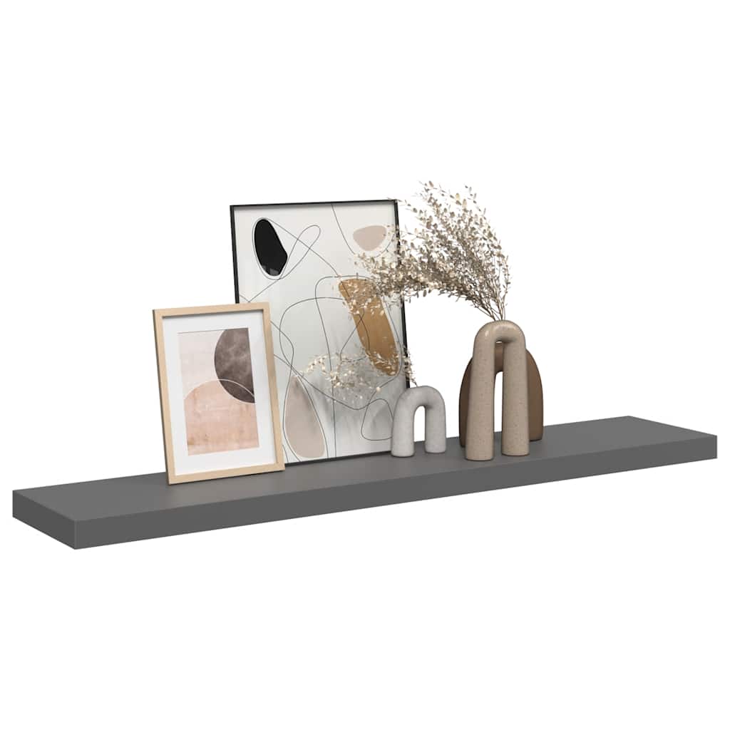 Plutajuća zidna polica visoki sjaj siva 120 x 23,5 x 3,8 cm MDF