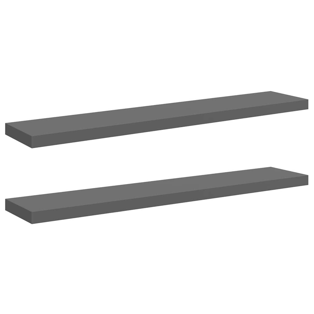 Plutajuće zidne police 2 kom sjajne sive 120x23,5x3,8 cm MDF
