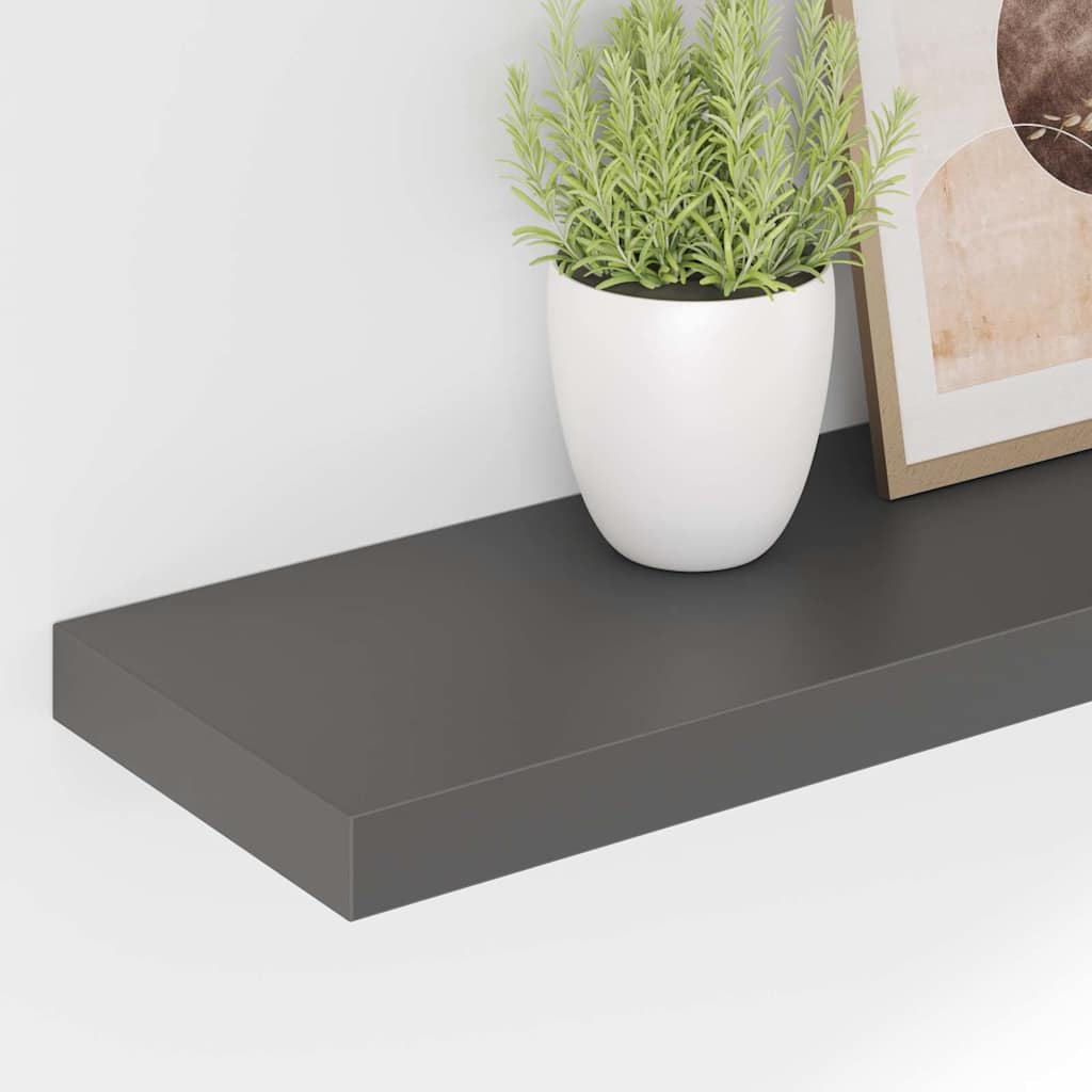Plutajuće zidne police 4 kom sjajne sive 120x23,5x3,8 cm MDF