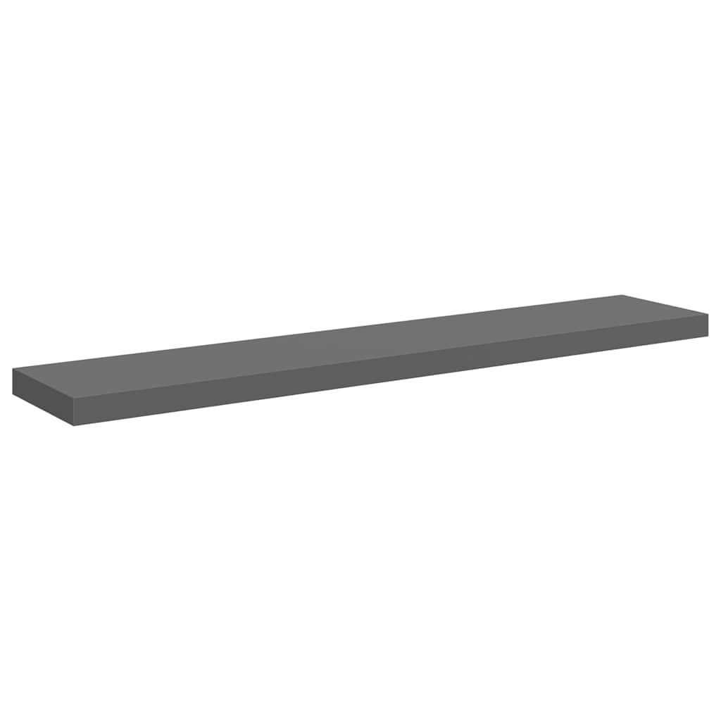 Plutajuće zidne police 4 kom sjajne sive 120x23,5x3,8 cm MDF