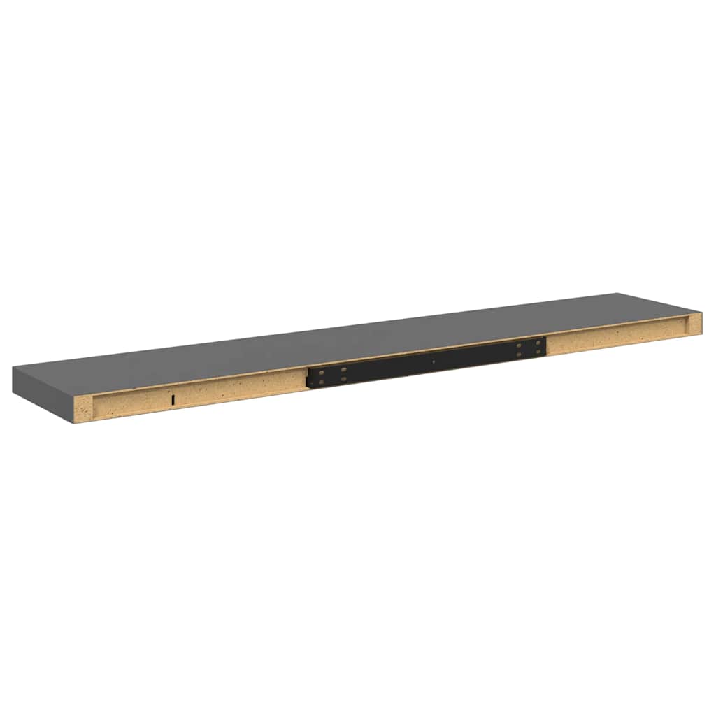 Plutajuće zidne police 4 kom sjajne sive 120x23,5x3,8 cm MDF