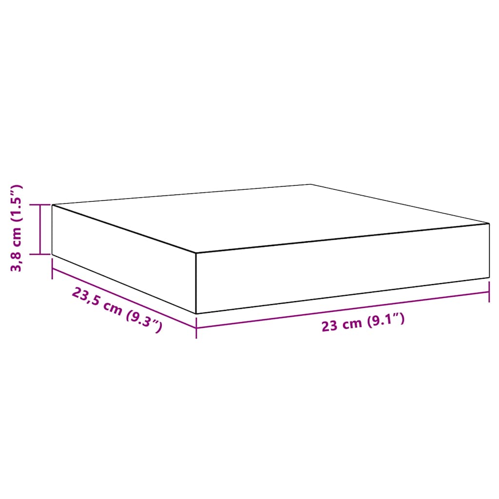 Plutajuće zidne police 2 kom bijele 23 x 23,5 x 3,8 cm MDF