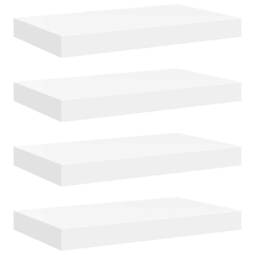 Plutajuće zidne police 4 kom bijele 40 x 23 x 3,8 cm MDF