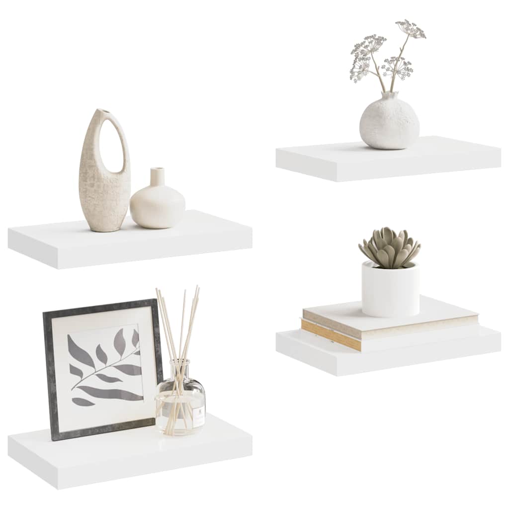 Plutajuće zidne police 4 kom bijele 40 x 23 x 3,8 cm MDF
