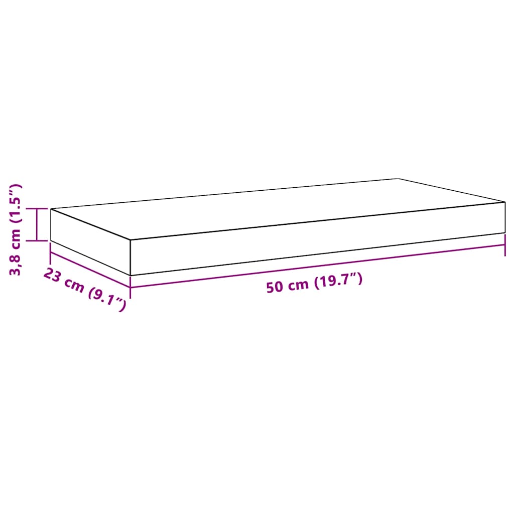 Plutajuće zidne police 2 kom bijele 50 x 23 x 3,8 cm MDF