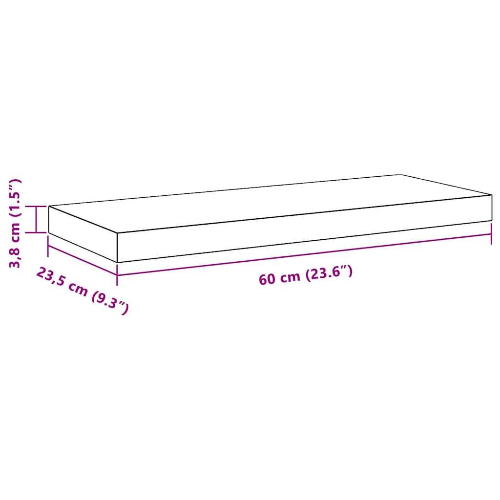 Plutajuće zidne police 2 kom bijele 60 x 23,5 x 3,8 cm MDF