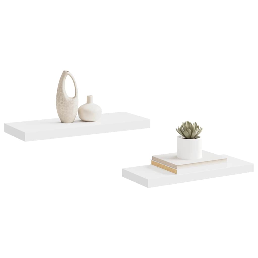 Plutajuće zidne police 2 kom bijele 60 x 23,5 x 3,8 cm MDF