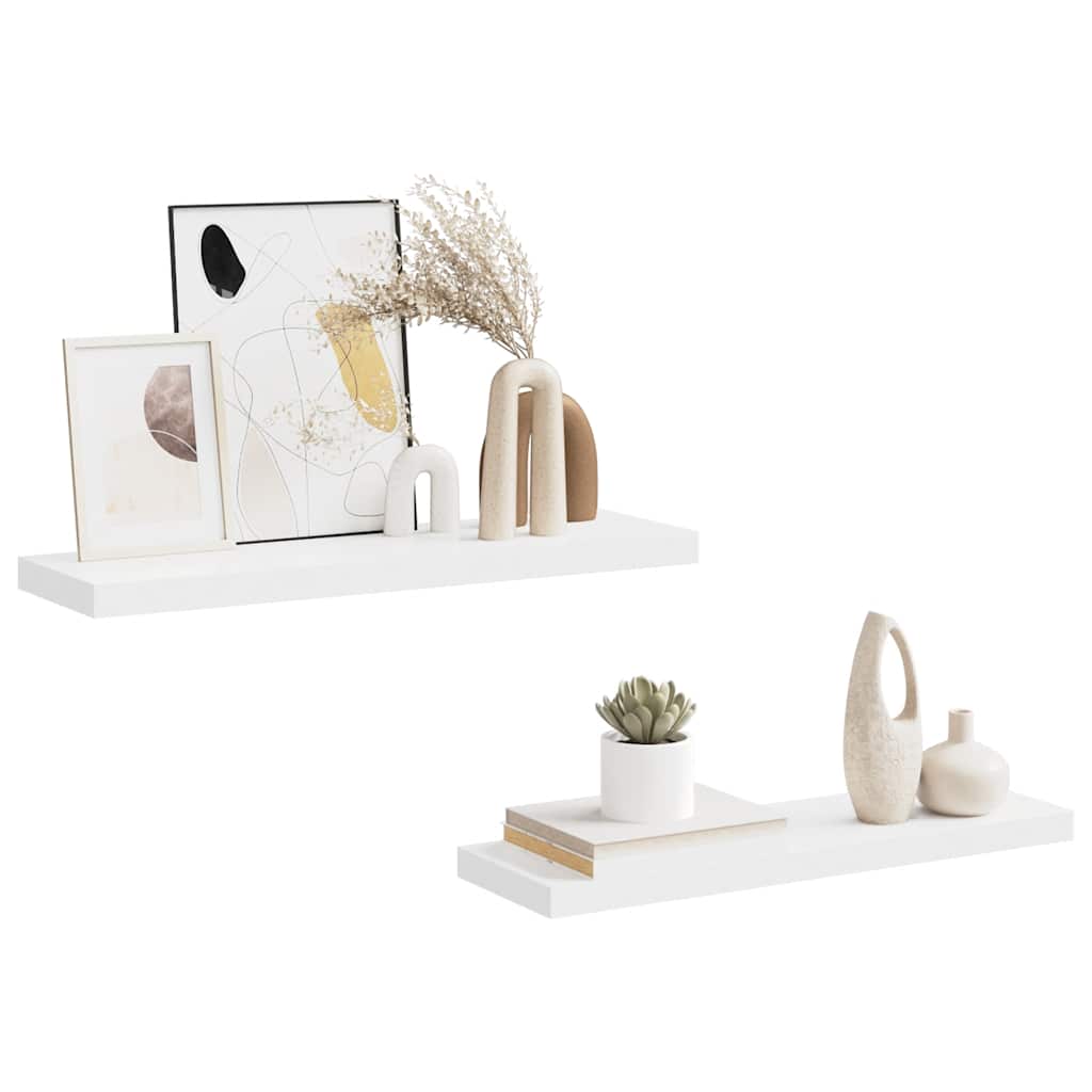 Plutajuće zidne police 2 kom bijele 80 x 23,5 x 3,8 cm MDF