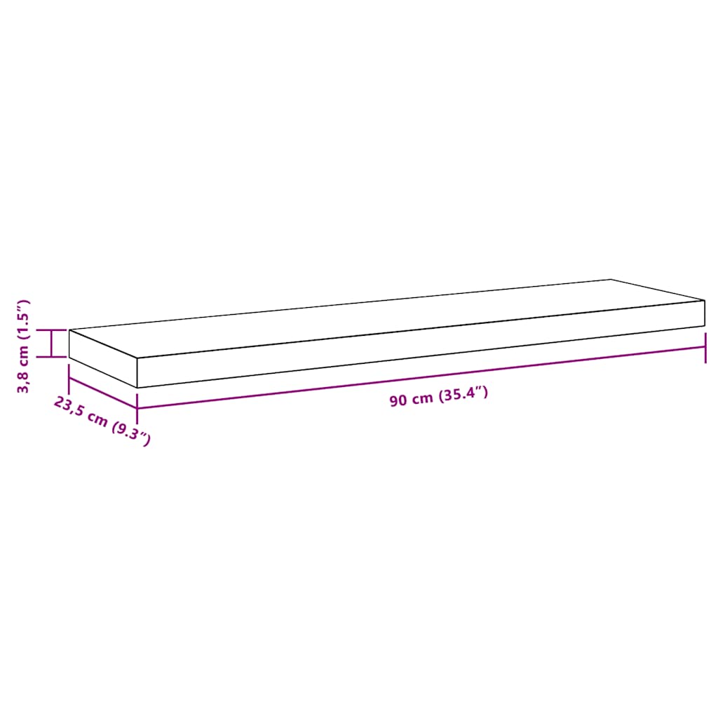 Plutajuće zidne police 2 kom bijele 90 x 23,5 x 3,8 cm MDF