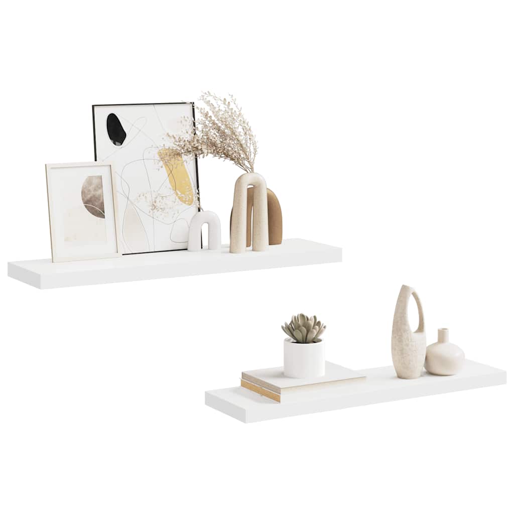 Plutajuće zidne police 2 kom bijele 90 x 23,5 x 3,8 cm MDF