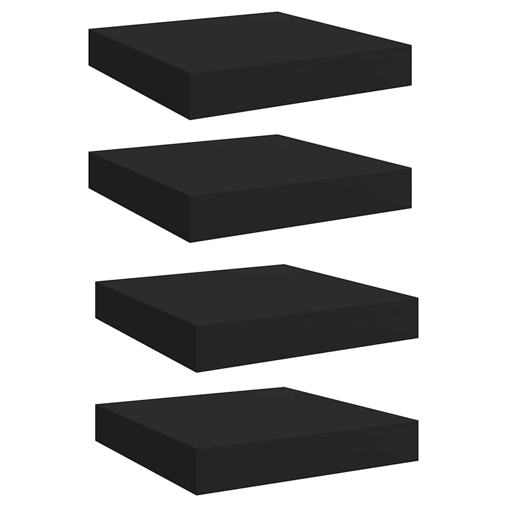 Plutajuće zidne police 4 kom crne 23 x 23,5 x 3,8 cm MDF
