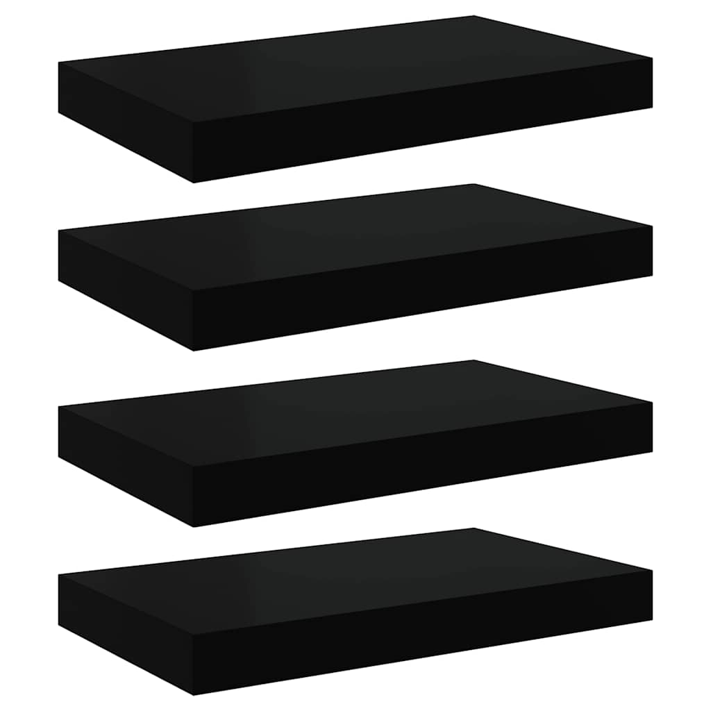 Plutajuće zidne police 4 kom crne 40 x 23 x 3,8 cm MDF