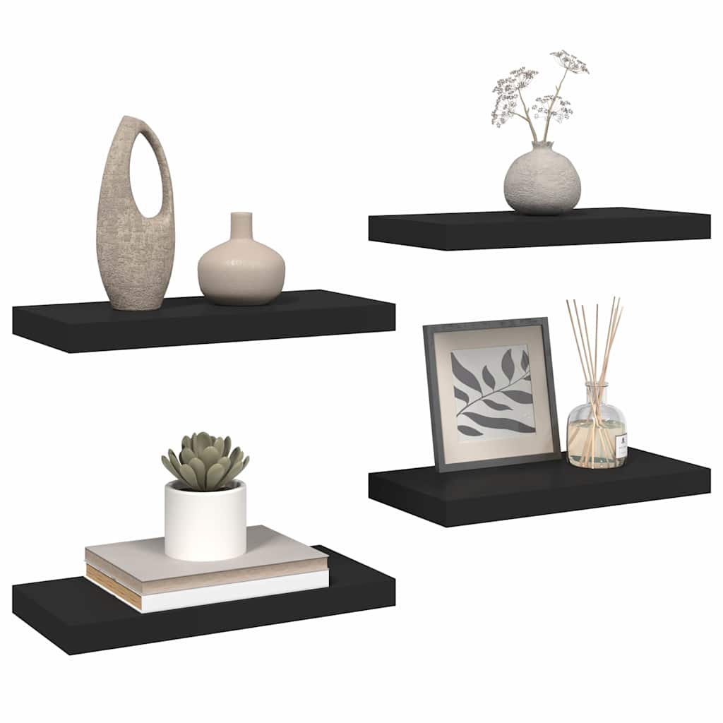 Plutajuće zidne police 4 kom crne 50 x 23 x 3,8 cm MDF