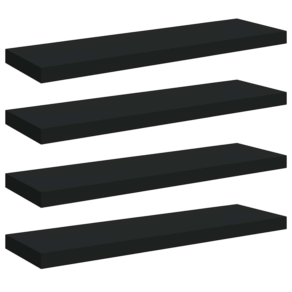 Plutajuće zidne police 4 kom crne 80 x 23,5 x 3,8 cm MDF