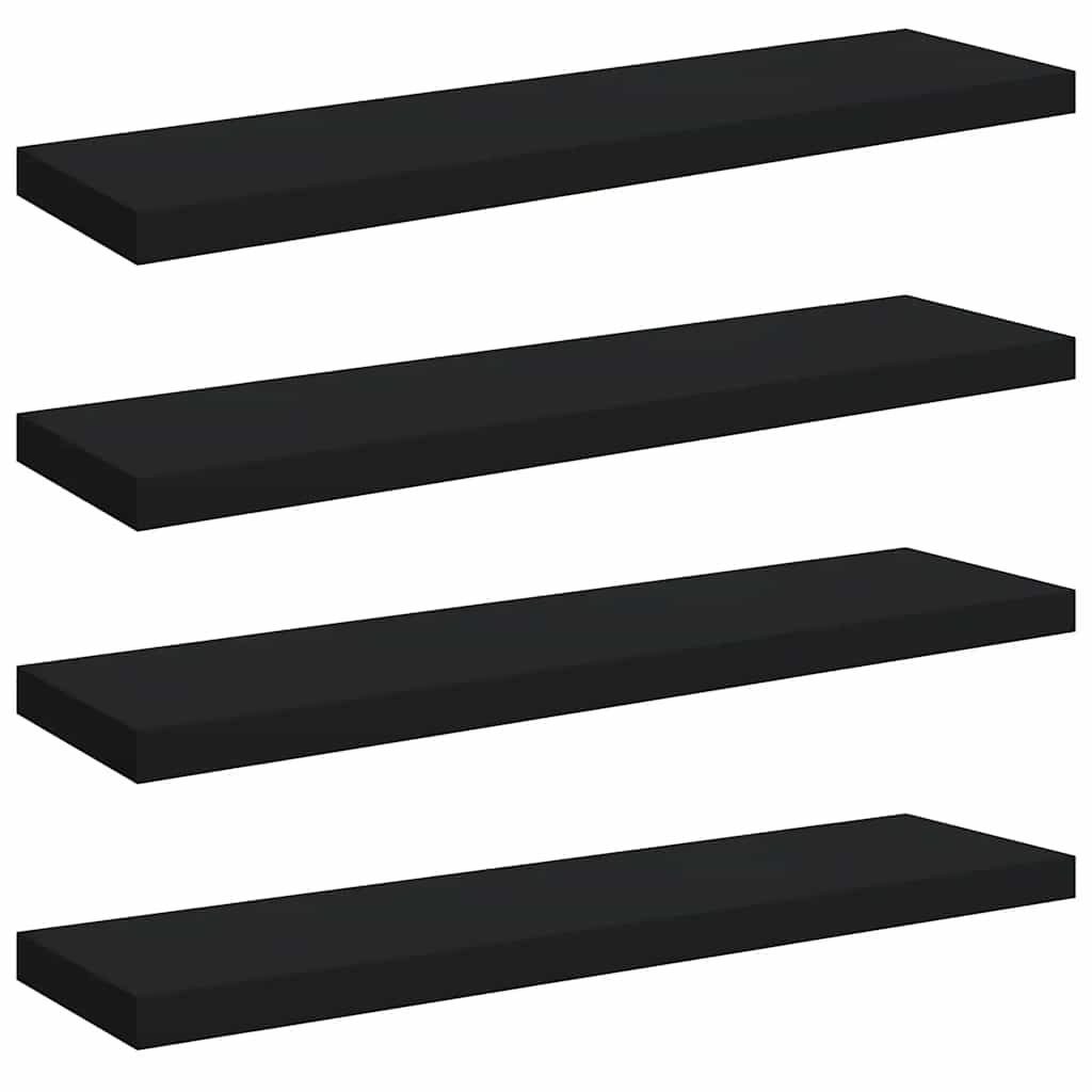 Plutajuće zidne police 4 kom crne 90 x 23,5 x 3,8 cm MDF
