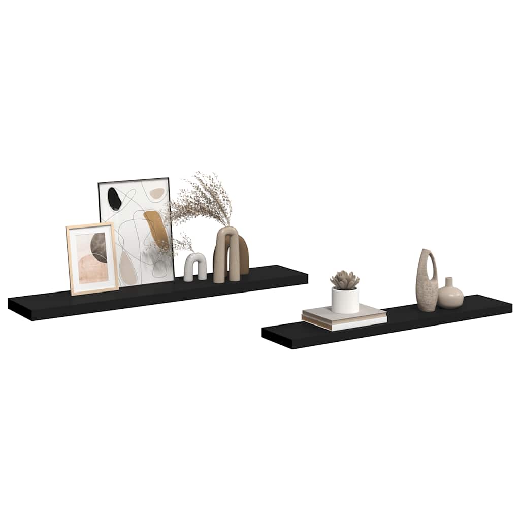 Plutajuće zidne police 2 kom crne 120 x 23,5 x 3,8 cm MDF