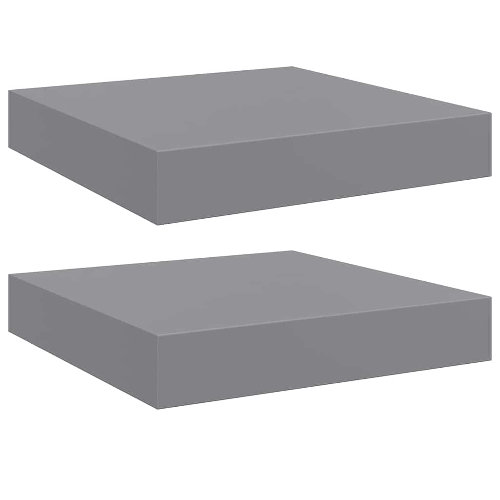 Plutajuće zidne police 2 kom sive 23 x 23,5 x 3,8 cm MDF
