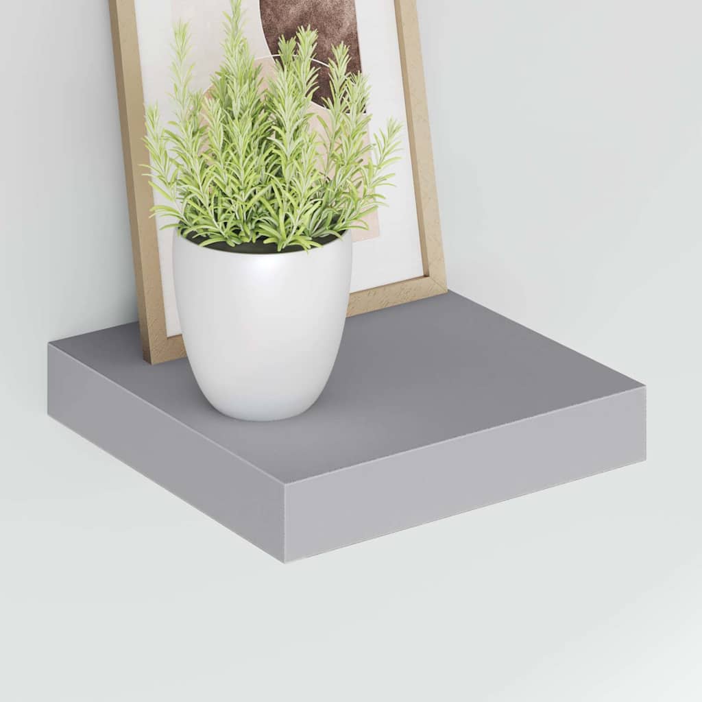 Plutajuće zidne police 2 kom sive 23 x 23,5 x 3,8 cm MDF