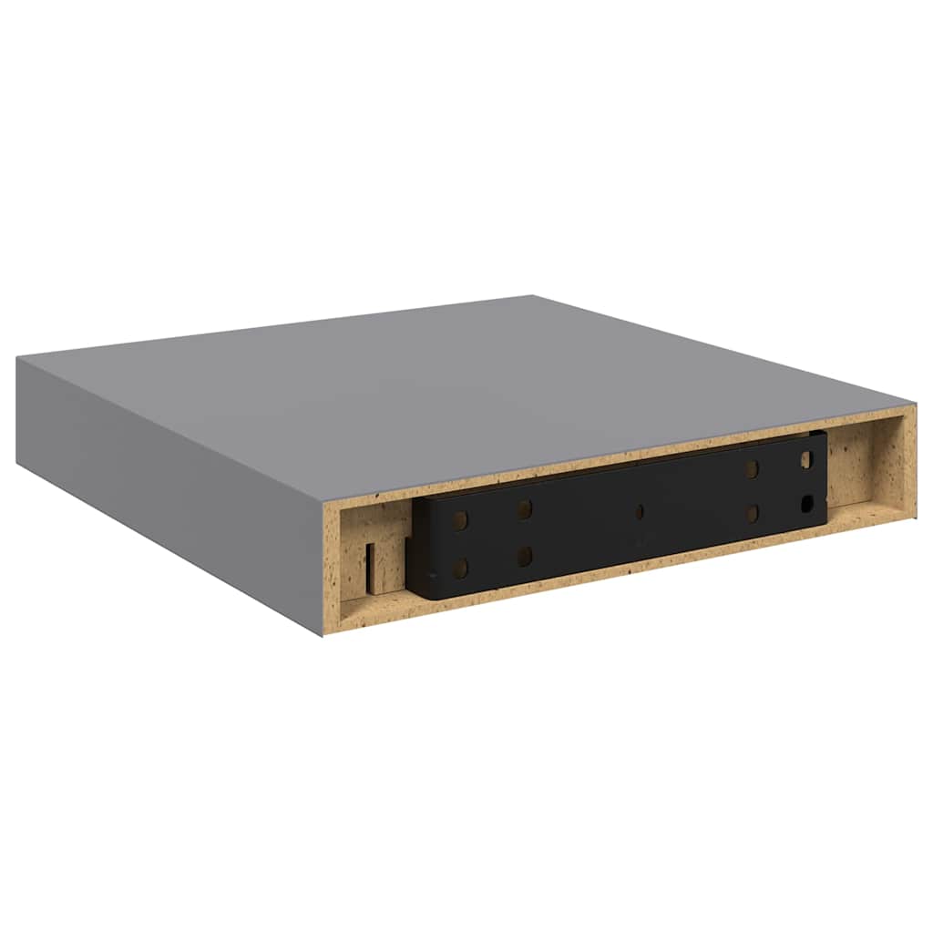Plutajuće zidne police 2 kom sive 23 x 23,5 x 3,8 cm MDF