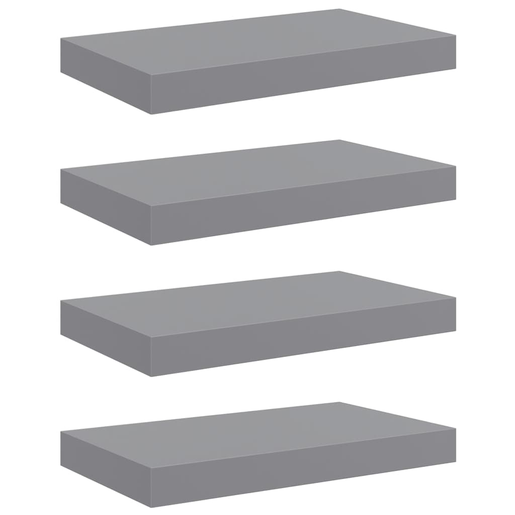 Plutajuće zidne police 4 kom sive 40 x 23 x 3,8 cm MDF