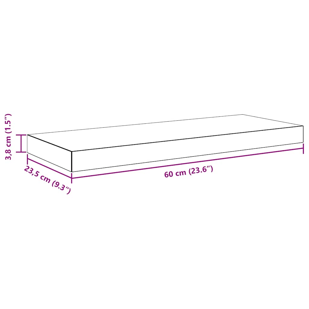 Plutajuća zidna polica siva 60 x 23,5 x 3,8 cm MDF
