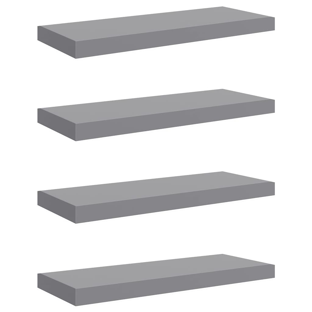 Plutajuće zidne police 4 kom sive 60 x 23,5 x 3,8 cm MDF