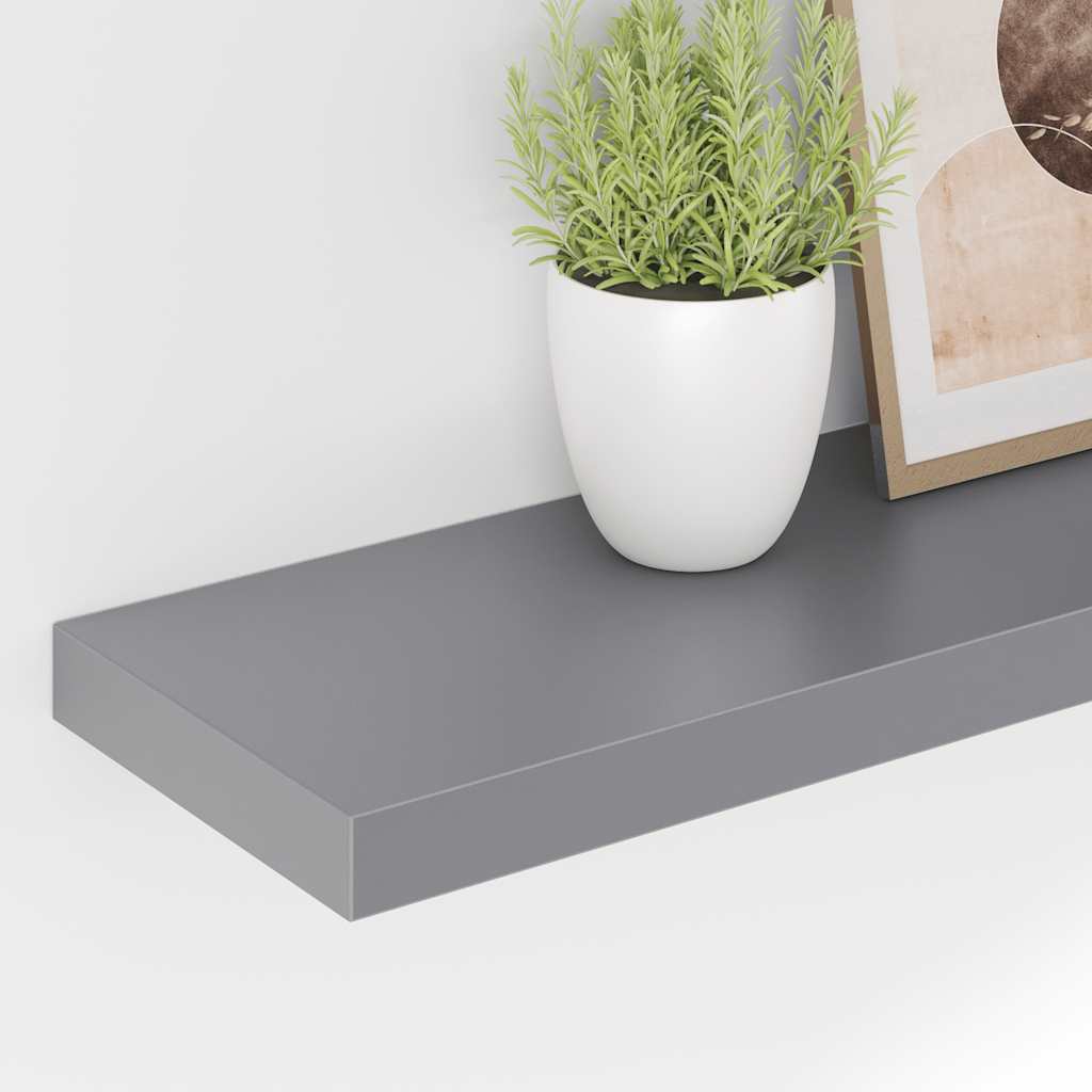 Plutajuće zidne police 2 kom sive 120 x 23,5 x 3,8 cm MDF