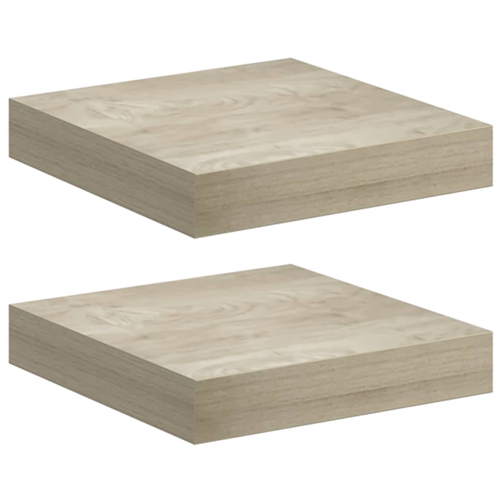 Plutajuće zidne police 2 kom boja hrasta 23 x 23,5 x 3,8 cm MDF