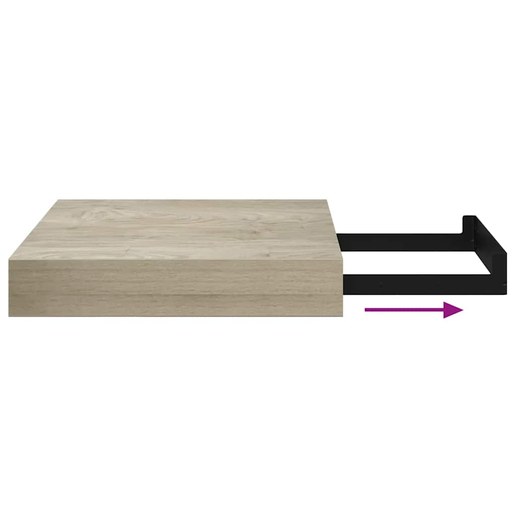 Plutajuće zidne police 2 kom boja hrasta 23 x 23,5 x 3,8 cm MDF